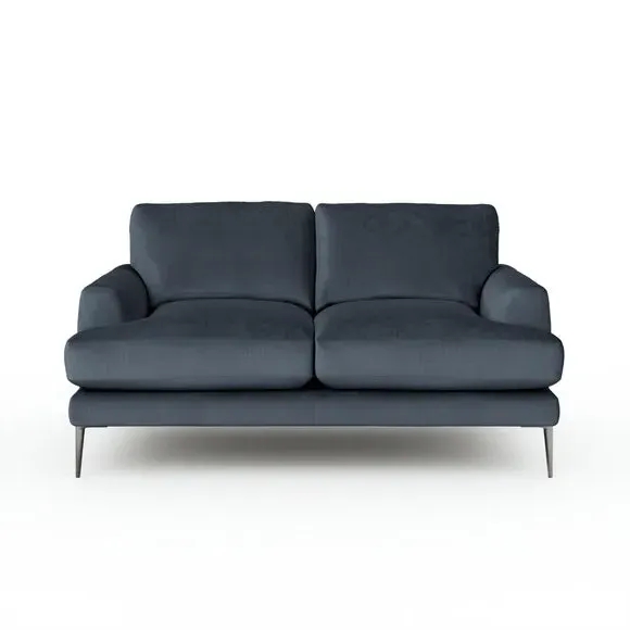 2-Seater Sofa with Square Arms - Denim, Velvet