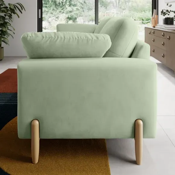 2-Seater Sofa with Square Arms - Green, Velvet