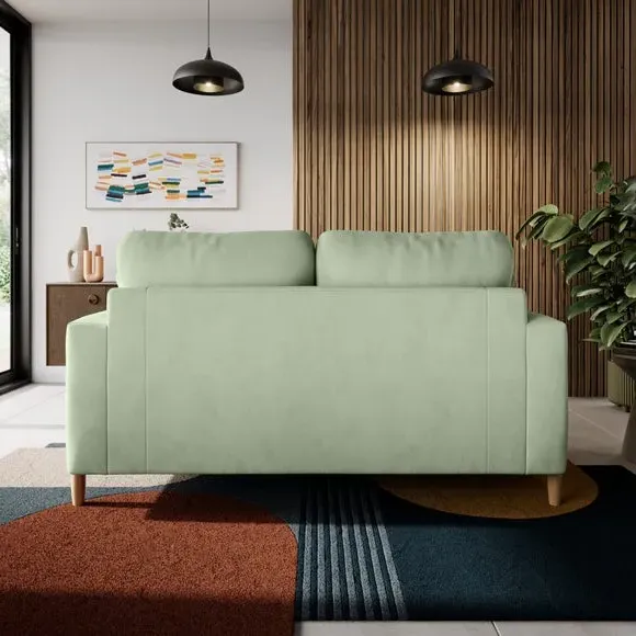 2-Seater Sofa with Square Arms - Green, Velvet