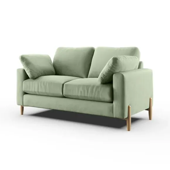 2-Seater Sofa with Square Arms - Green, Velvet