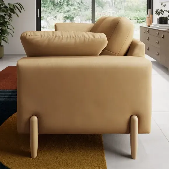 2-Seater Sofa with Square Arms - Honey, Velvet