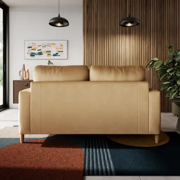 2-Seater Sofa with Square Arms - Honey, Velvet