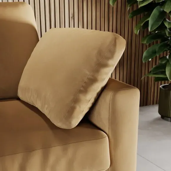 2-Seater Sofa with Square Arms - Honey, Velvet