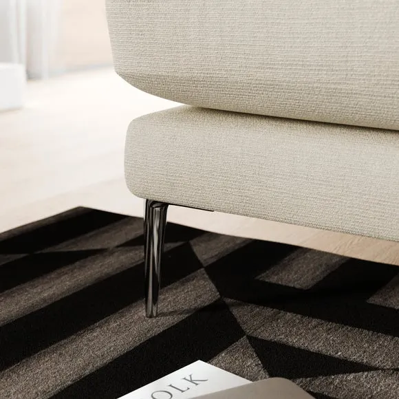 2-Seater Sofa with Square Arms - Ivory, Fabric