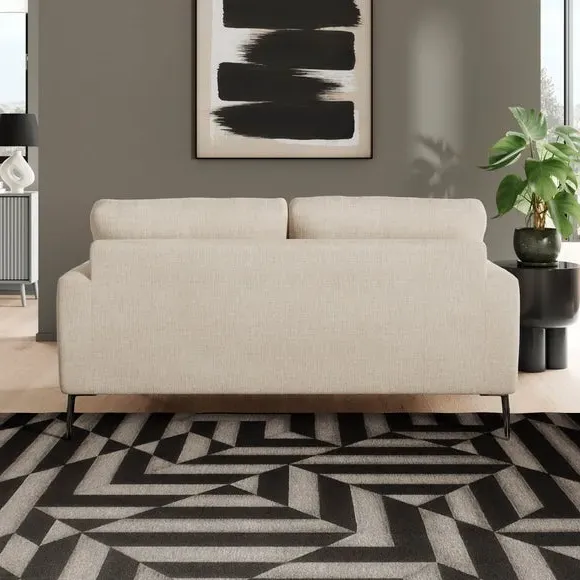 2-Seater Sofa with Square Arms - Natural, Fabric