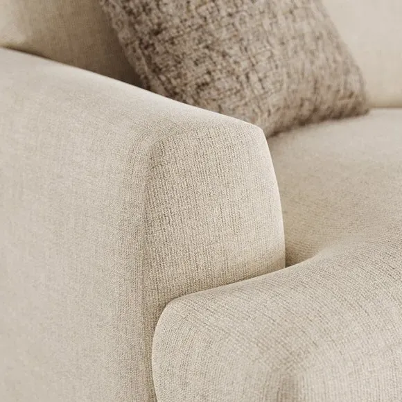2-Seater Sofa with Square Arms - Natural, Fabric