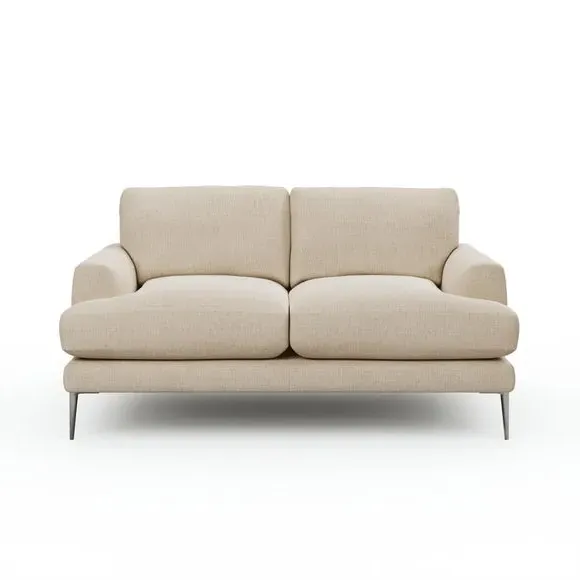 2-Seater Sofa with Square Arms - Natural, Fabric