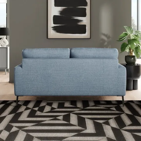 2-Seater Sofa with Square Arms - Navy, Fabric