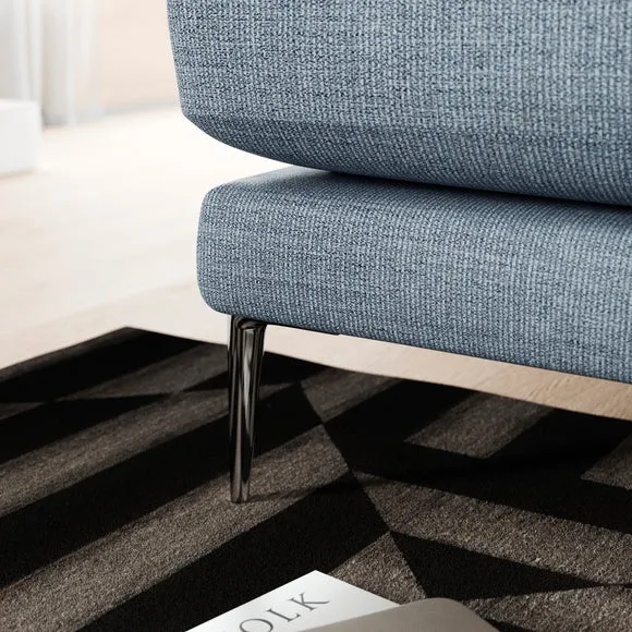 2-Seater Sofa with Square Arms - Navy, Fabric