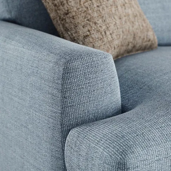 2-Seater Sofa with Square Arms - Navy, Fabric