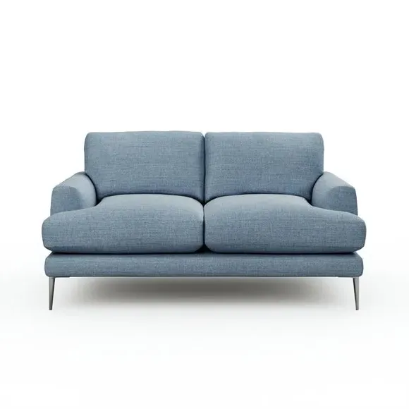 2-Seater Sofa with Square Arms - Navy, Fabric