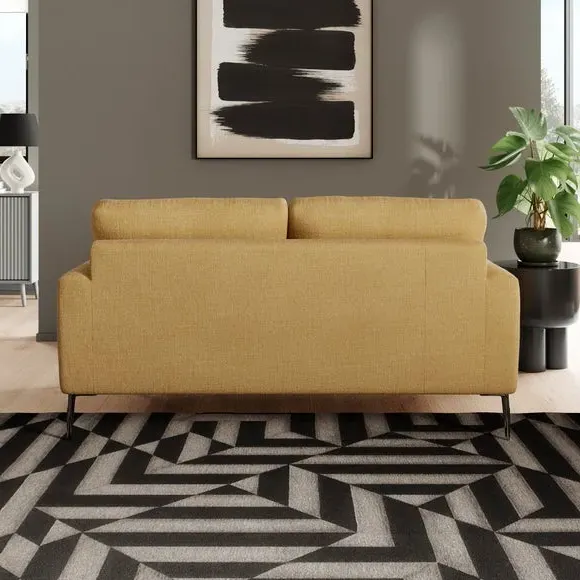 2-Seater Sofa with Square Arms - Ochre, Fabric