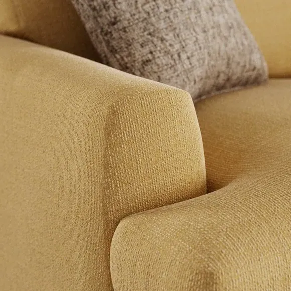 2-Seater Sofa with Square Arms - Ochre, Fabric