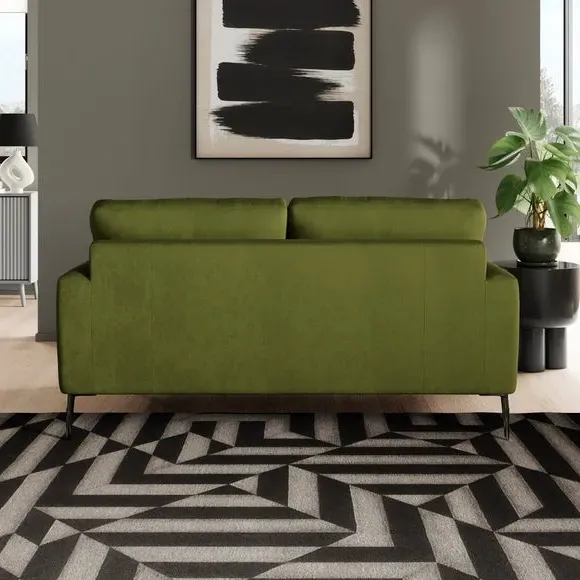 2-Seater Sofa with Square Arms - Olive, Velvet