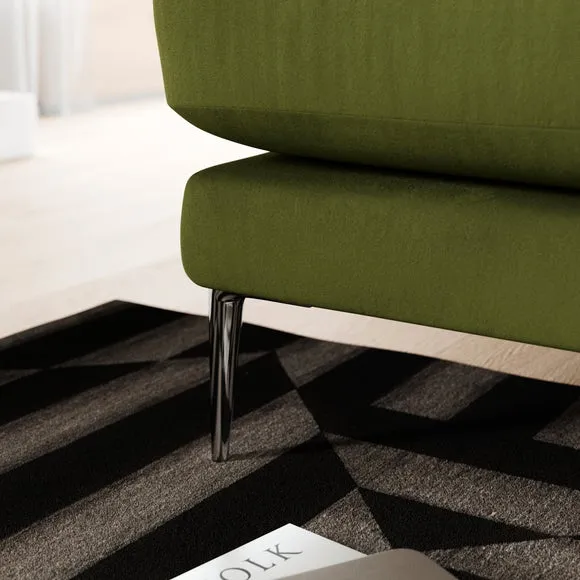 2-Seater Sofa with Square Arms - Olive, Velvet