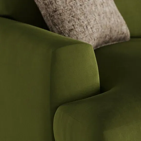 2-Seater Sofa with Square Arms - Olive, Velvet