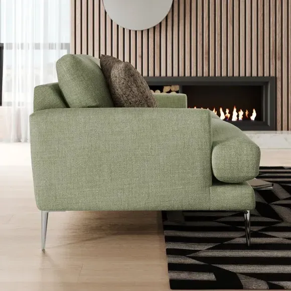 2-Seater Sofa with Square Arms - Sage, Fabric