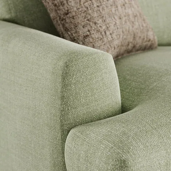 2-Seater Sofa with Square Arms - Sage, Fabric