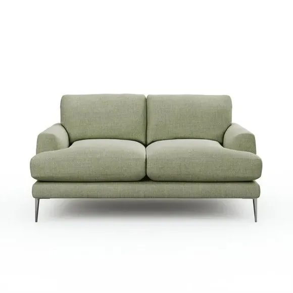 2-Seater Sofa with Square Arms - Sage, Fabric