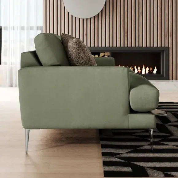 2-Seater Sofa with Square Arms - Sage, Velvet