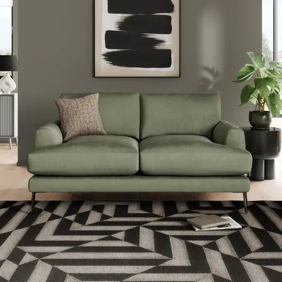 2-Seater Sofa with Square Arms - Sage, Velvet