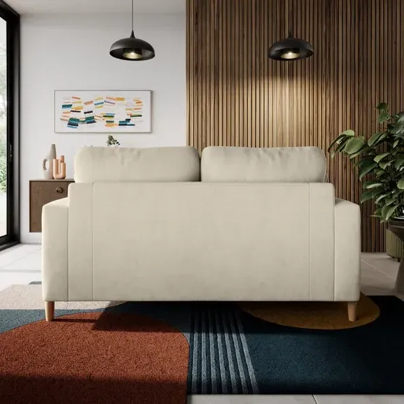 2-Seater Sofa with Square Arms - Sand, Velvet