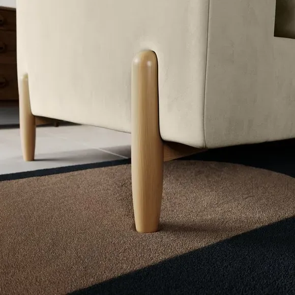 2-Seater Sofa with Square Arms - Sand, Velvet