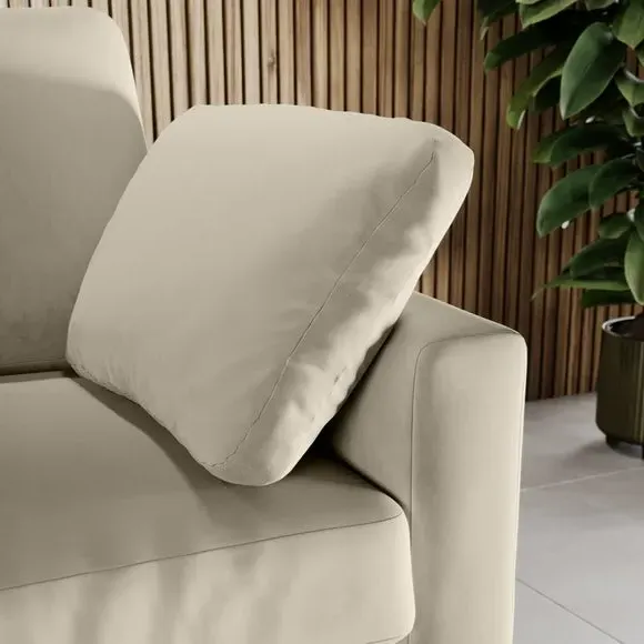 2-Seater Sofa with Square Arms - Sand, Velvet