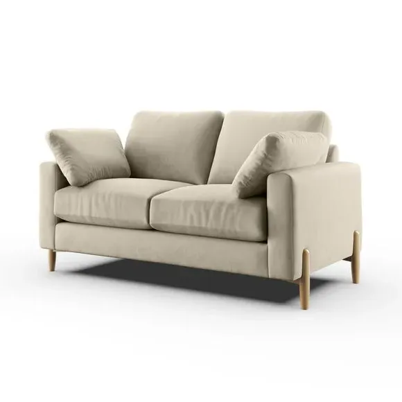 2-Seater Sofa with Square Arms - Sand, Velvet