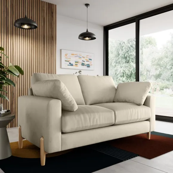 2-Seater Sofa with Square Arms - Sand, Velvet