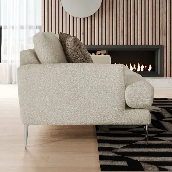 2-Seater Sofa with Square Arms - Sandstone, Boucle