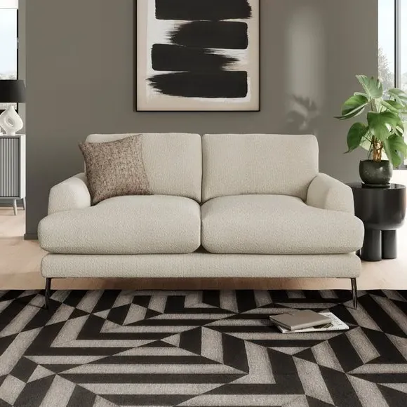 2-Seater Sofa with Square Arms - Sandstone, Boucle