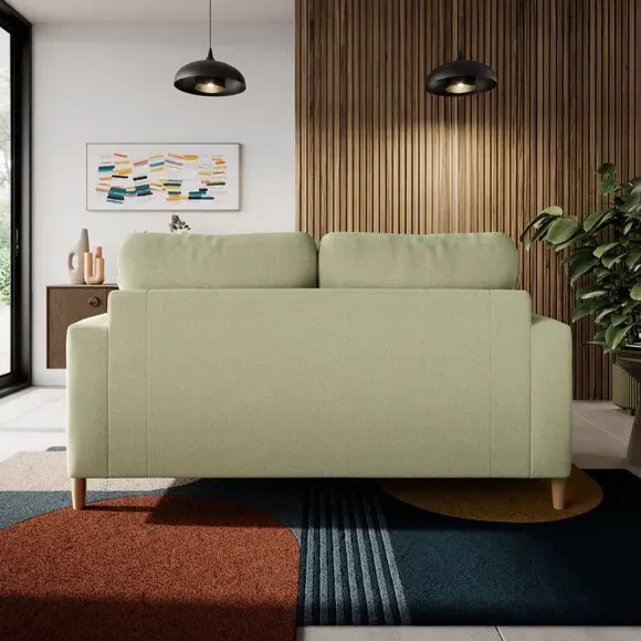 2-Seater Sofa with Square Arms - Soft Green