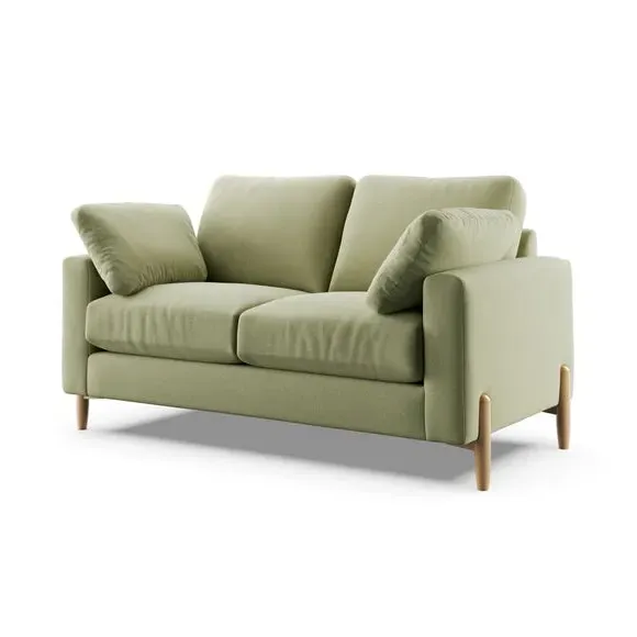 2-Seater Sofa with Square Arms - Soft Green