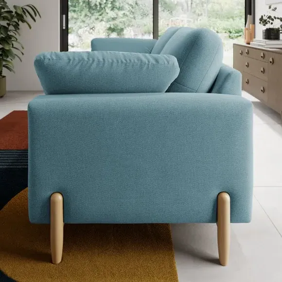 2-Seater Sofa with Square Arms - Teal