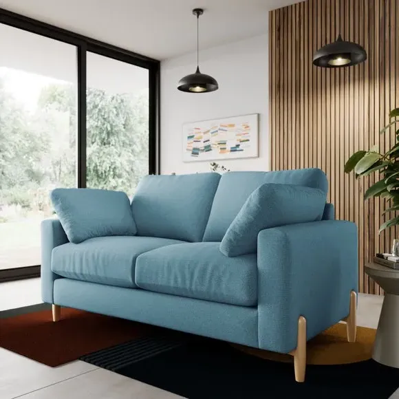 2-Seater Sofa with Square Arms - Teal