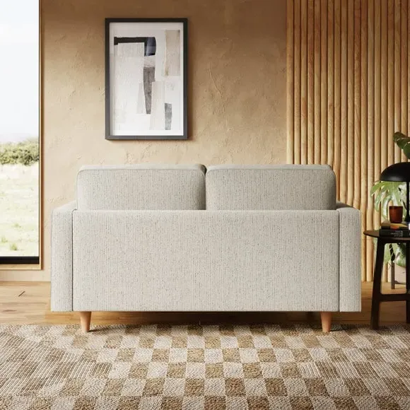 2-Seater Sofa with Textured Weave - Ivory, Boucle