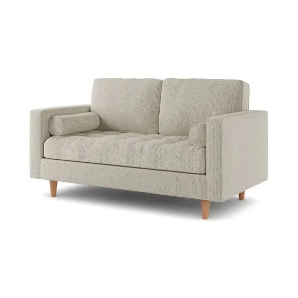 2-Seater Sofa with Textured Weave - Ivory, Boucle