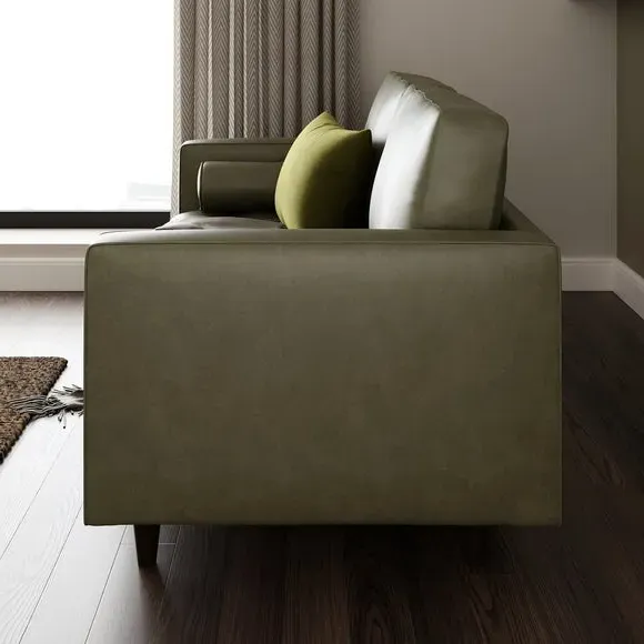 2-Seater Sofa with Tufted Cushions - Green, Faux Leather