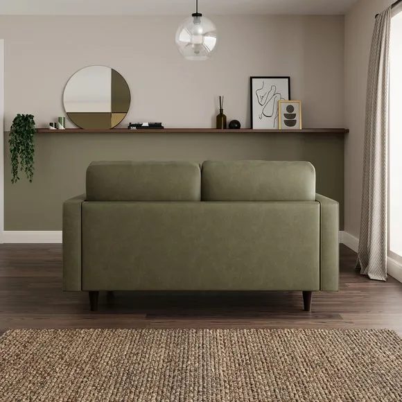 2-Seater Sofa with Tufted Cushions - Green, Faux Leather