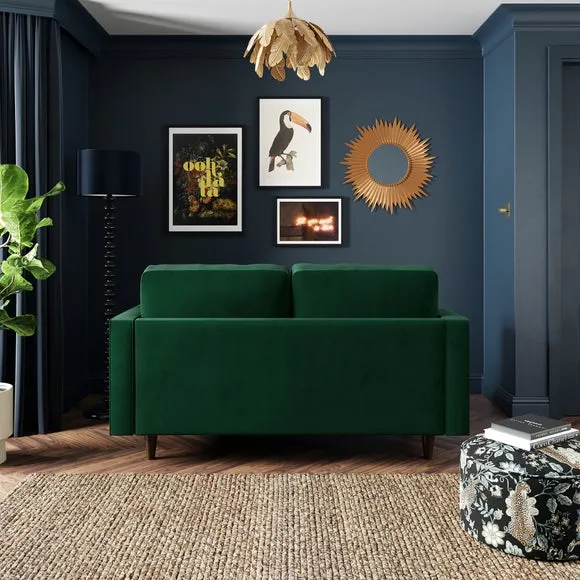 2-Seater Sofa with Tufted Cushions - Green, Velvet