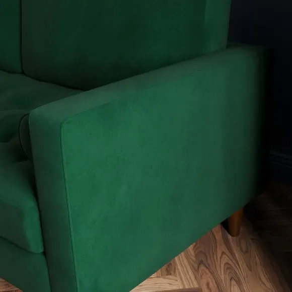 2-Seater Sofa with Tufted Cushions - Green, Velvet