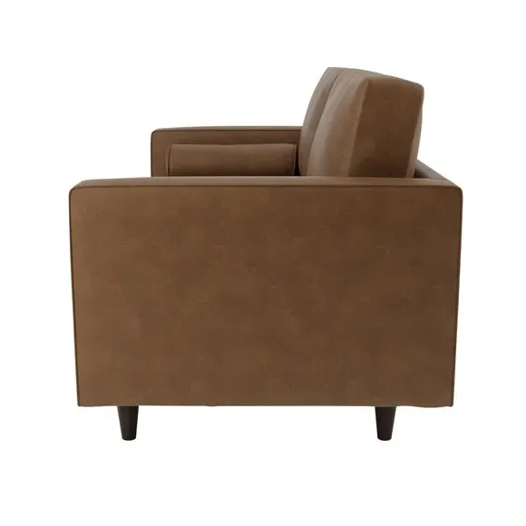 2-Seater Sofa with Tufted Cushions - Mocha, Faux Leather