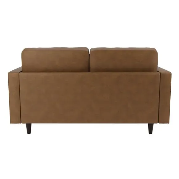 2-Seater Sofa with Tufted Cushions - Mocha, Faux Leather