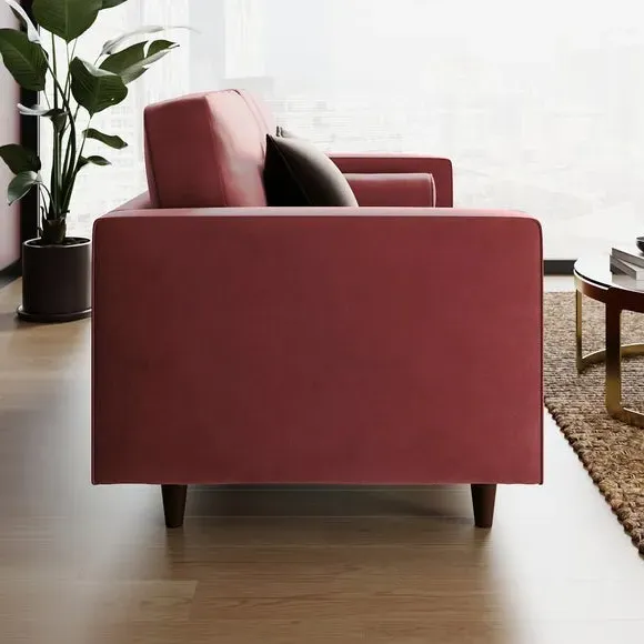 2-Seater Sofa with Tufted Cushions - Mulberry, Velvet