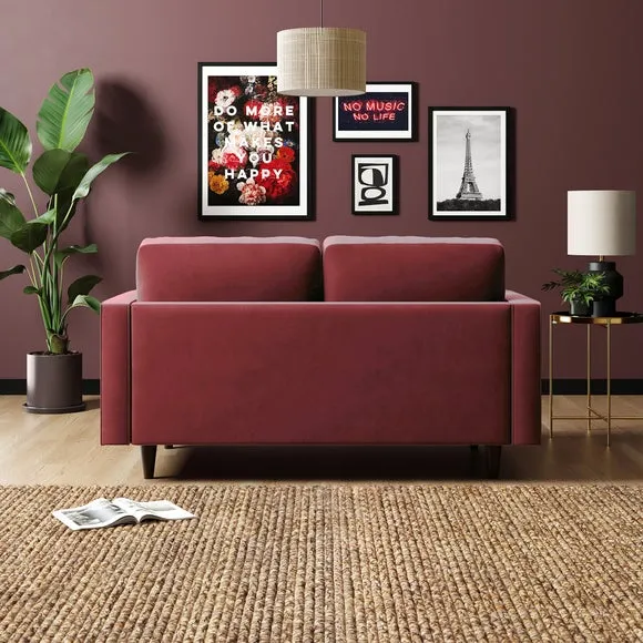2-Seater Sofa with Tufted Cushions - Mulberry, Velvet