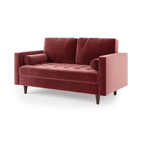 2-Seater Sofa with Tufted Cushions - Mulberry, Velvet