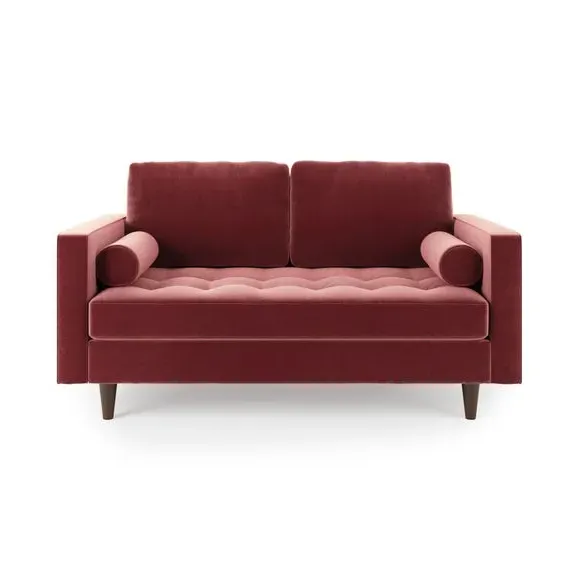 2-Seater Sofa with Tufted Cushions - Mulberry, Velvet