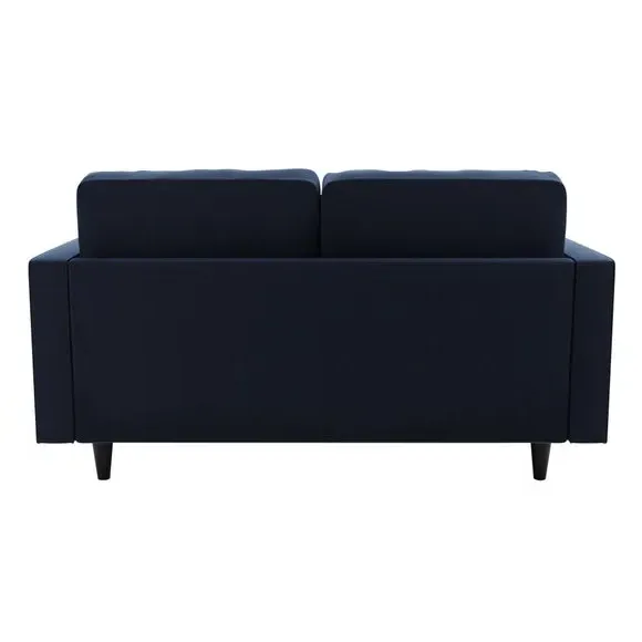 2-Seater Sofa with Tufted Cushions - Navy, Velvet