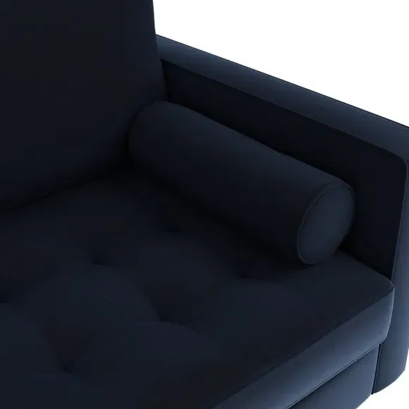 2-Seater Sofa with Tufted Cushions - Navy, Velvet